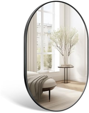 Holdfiturn 50 x 70cm Oval Mirror,Horizontal or Vertical Hanging Wall Mirror