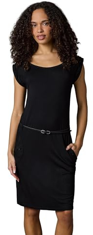 Ragwear Damen Kurzarm Sommerkleid kurzes Minikleid mit schmalem Taillen-Gürtel und Taschen Tagg YOUMODO Black Gr. XS