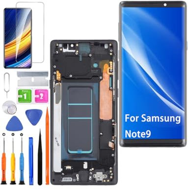 HLYGZX Pantalla para Samsung Galaxy Note 9 LCD TFT N960F N960U pantalla táctil digitalizador kit de piezas de reparación (negro con marco, sin huellas dactilares, sin pantalla curvada)