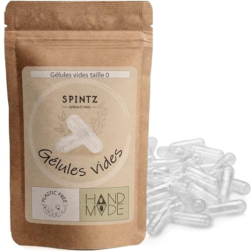 SPINTZ Vegane HPMC Leerkapseln Größe 0 (250 Stk.) | Unabhängig Labor getestet | Plastikfrei & Nachhaltig Verpackt | 100% pflanzliche Zellulose, Non-GMO, allergenfrei, transparent