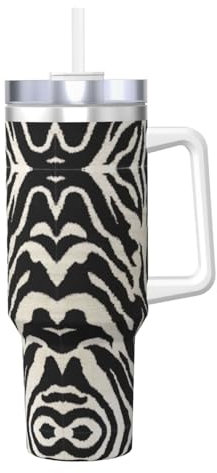 DEXNEL Zebra Animal - Taza de viaje para bebidas frías y calientes con asa y pajilla plegable, regalo amigable