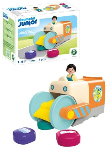 PLAYMOBIL | JUNIOR | Spaßiges Müllsammelfahrzeug | Spielzeug ab 1 Jahr | Fördert Bewusstsein gegen Umweltverschmutzung | Nachhaltiges Spielzeug mit Sammelfunktion & Zubehör | 71774