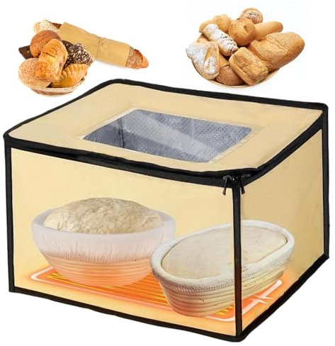pealiritansemen Gärschrank Mit Heizung – Temperaturregelung (10–45 °C), Sauerteigbrot-Werkzeugset, Faltbar/Mit Reißverschlussfenster, Für Sauerteig, Hausgemachte Pizza Und Fermentierte Lebensmittel