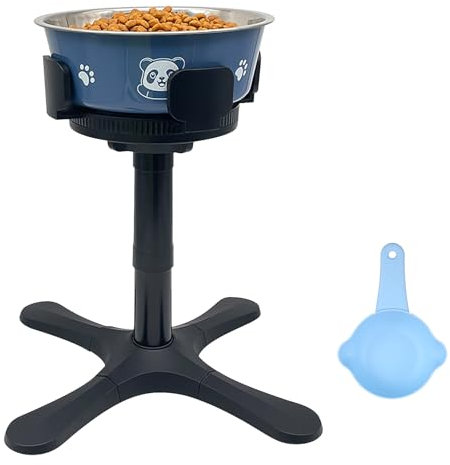 Vegena Raised Dog Bowl with Stand, Elevated Dog Bowls Stand wtih Stainless Steel Dog Food Bowl, Dog Bowl Stand with 3 Heights Adjustable and Tilted for Small Medium & Large Dogs, Non-Slip