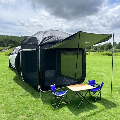 Pop Up Tailgate Awning Car Rear Tent, Portable SUV Family Camping Tent, Hatchback Big Space Car Rear Extension SUV Tents For Camping, Traveling Outdoor Activities, Water Proof (Schwarz, 200*200*200cm)