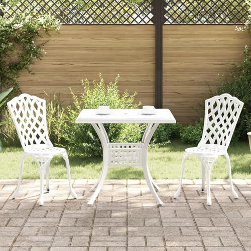 GCHDHAPB Furniture,Sets，3-Piece Garden Bistro Set - White Cast Aluminum