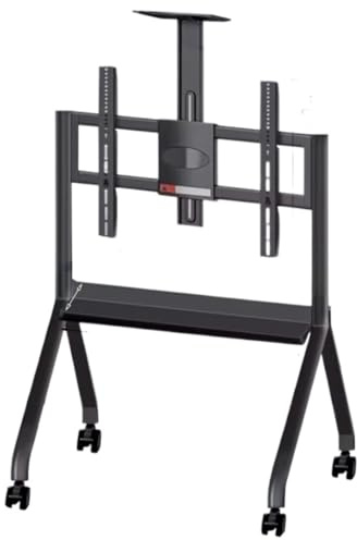 QUSYZD Soporte para TV, Soporte móvil con Ruedas para Pantallas LCD y LED de 55 a 100 Pulgadas, Carrito de TV de Altura Ajustable con Estante, Base para TV, Svart-55-100inch,Svart-55-100inch