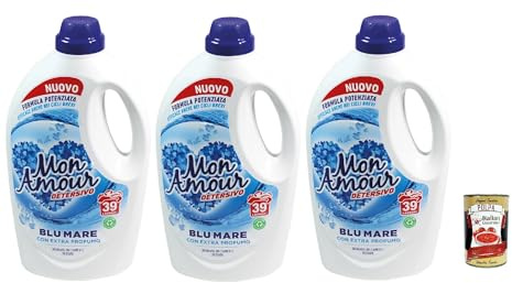 Italian Gourmet Bundle Waschmittel Blu Mare 3x 1560ml + Italian Gourmet Polpa Gratis – Flüssigwaschmittel mit Extra-Parfum, 39 Waschgänge pro Flasche, Wäschepflege-Vorrat 4,68L