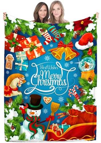 LGQHCE Christmas Blanket, Christmas Throws for Sofa, Ultra Soft Warm Winter Christmas Snowmen Throw Blanket, 100 * 150CM Cozy for Couch Sofa Bedroom Festive Holiday Decoration Gift
