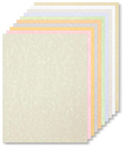Acidea 100 Sheets Printed Parchment Paper, 180GSM Mixed Colors Blank A4 Certificate Printing Paper, Antique Textured Double Side Printing Parchment Papers for Writing Resume