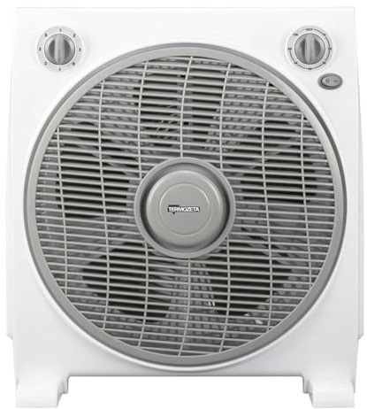 Generico Termo Zeta Ventilatore Box Fan TZWZ07 da Pavimento 30 cm, 45W, 3 Velocità, Timer 60 Minuti, Ventilatore Compatto con Comando Manuale, Bianco