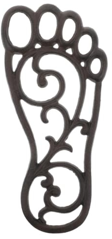 VANZACK Cast Iron Stepping Mat for Front Door Footprint Design, Vintage Farmhouse Style, Easy Cleaning and Weather-resistant Outdoor Decorative Mat for Garden Path and Lawn Entrance