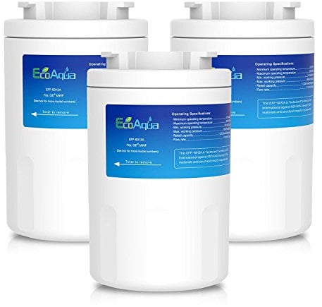 EcoAqua EFF-6013A Fridge Water Filter Compatible with GE SmartWater MWF, MWFA, MWFA, MWFAP, MWFDS, MWF-INT, MWFP; Hotpoint HWF, HWFA; 101057A, 1013000110, 101300A, GWF, GWF01, GWF06, GWFA, GWFDS (3)