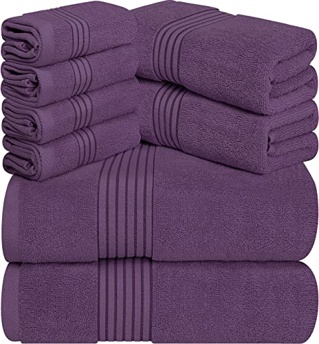 Utopia Handtücher 8-teiliges Handtuch-Set, 700 g/m², 2 Badetücher, 2 Handtücher und 4 Waschlappen, Pflaume