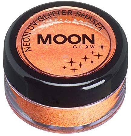 Moon Glow Shaker avec paillettes UV néon – Brille brillamment sous un éclairage UV, Orange, 5 g