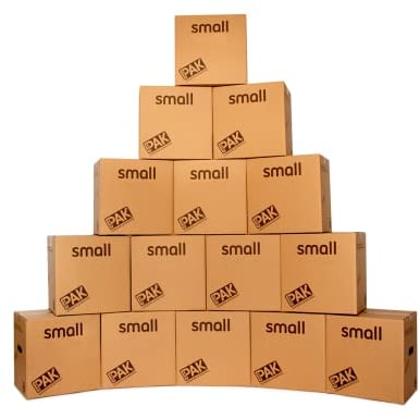StorePAK 15 Strong Cardboard Boxes with Carry Handles - 31 Litres, 100% Recycled & Recyclable - Perfect for Storage, Shipping, Packing, & Moving House (Pack of 15)
