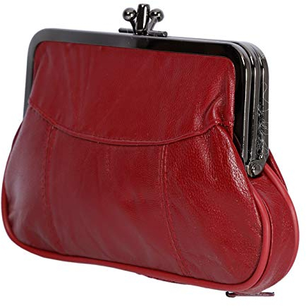 Christian Wippermann Portefeuille en cuir véritable avec fermeture à clip pour homme, rouge foncé, 17 x 10 x 2-4 cm, Porte-monnaie