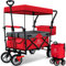 KESSER® Bollerwagen faltbar GT9000 Handwagen mit Dach | Transportwagen max. belastbar bis 150kg mit Hartgummi-Räder & Feststellbremsen (Vorne & Hinten) | Inkl. Schloss, Abdeckung, Wetter & Sichtschutz