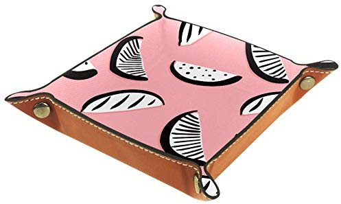 BestIdeas quadratischer Aufbewahrungskorb, 20,5 × 20,5 cm, mit Melonen-Clip, Organizer Box auf Tisch für Zuhause, Büro, Wohnheim, Mikrofaser-Leder, Melone Clip Art, S