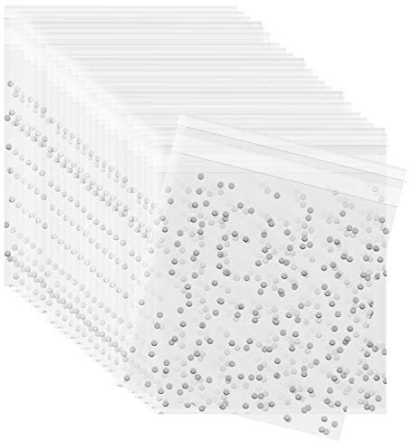 200PCS Polka Dot Cookie Bags - Clear Cellophane Treat Bags with Self Adhesive Sealing - White Polka Dot, Small Size for Sweets, Biscuits & Cookies