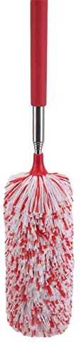GLJYG Feather Duster, Extendable Cobweb Duster Microfibre Head Duster with Long Handle Pole Washable Hand Duster Perfect for Outdoor Office Home and Car,Red White
