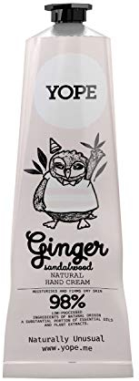 Yope natürliche Handcreme | 98% aus natürlichen Zutaten | Ingwer & Sandelholz | Shea Butter | Vegan Handcreme | 100 ml