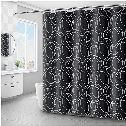 Rideau de Douche Résistant à La Moisissure Imperméable Décor de Salle de Bain avec Crochets Rideaux de Douche pour Salle de Bains,Noir,80x200cm
