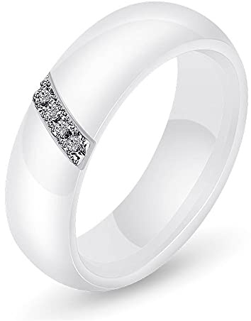 BlackAmazement Keramik Ring Zirkonia CZ besetzt weiß schwarz 6mm Damen