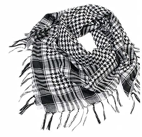 Écharpe Châle d'Hiver Chaud Femme Châle à Carreaux Écharpe Wrap à Franges Carré d'Automne Foulard Plaid Doux pour Homme Fille Garçon (Noir/Blanc, 100 * 100cm)
