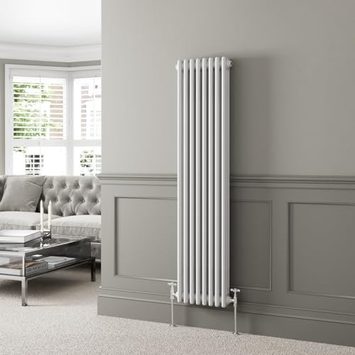 DuraTherm® 1600 x 380mm White Traditional Vertical Designer Radiator Triple Column Colosseum Cast Iron Style Central Heating Panel Radiators Rad