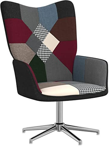 vidaXL Relaxsessel, Sessel Drehbar mit Stahlgestell, Relaxstuhl Polsterstuhl mit Armlehne, Fernsehsessel Polstersessel Wohnzimmer, Patchwork Stoff