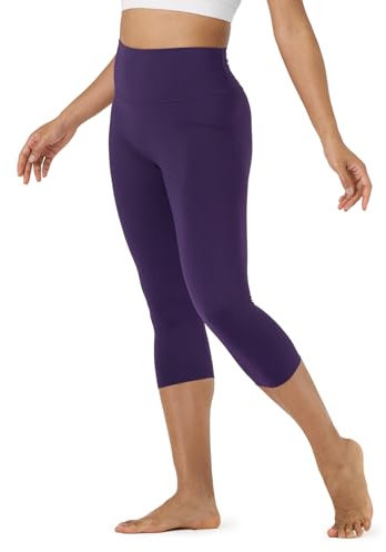 LAPASA Damen Capri 3/4 Sport Leggings hoher Bund Push Up High Waist Taschen L02A1 (onhe Taschen: Violett, XL)