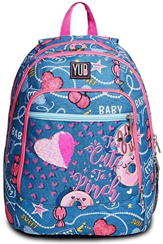 SEVEN S. P. A. Zaino YUB - ADVANCED HAYRIDE - Scuola & Tempo Libero - Bambine, Taglia Unica - 31 Litri - Dettagli in Glitter, Celeste Rosa