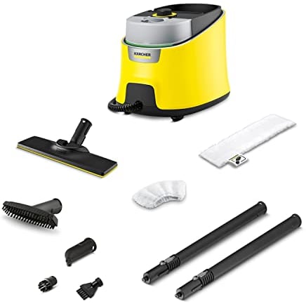 Kärcher Nettoyeur Vapeur SC 4 Deluxe EasyFix, Pression Vapeur : 4 bar, Préchauffage : 3 min, Surface : 130 m², Réservoir : 0,5 l + 1,3 l, avec Kit de Nettoyage de sol EasyFix, Buses, Brosses, Bonnette