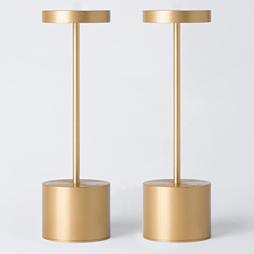 HYMZP Lampada da Tavolo Senza Fili,5000mAh Ricaricabile LED Lampada da Tavolo,Dimmerabile, Luce per Ristorante/Interno/Esterno-Oro