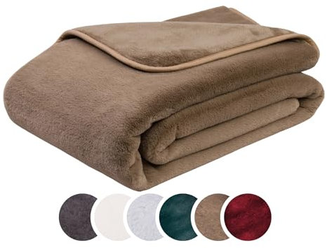 liebling Kuscheldecke Merino-Touch, Wohndecke Ultra flauschig als Sofaüberwurf oder Wendedecke, waschbar, 220 x 240 cm, Taupe