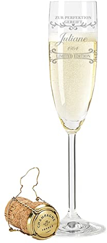 GRAVURZEILE Leonardo Sektglas mit Gravur - Zur Perfektion gereift - Personalisiert mit Name & Datum - Geschenke für Sie & Ihn - Geschenk zu Geburtstag Valentinstag Weihnachten