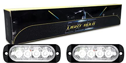 RIGIDON 2 Pièces 3.3 pouces 4 leds blanc led barre lumineuse stroboscopique, 12v 24v clignotant gyrophare police feux de remorque, pour voiture camion off road ATV 4x4 vehicule, feu antibrouillard