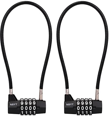 NBYT Steel Cable Rope 4-Digit Combination Lock, Cabinet Door Handle Padlock, diameter3/16, length11,Suitable for Lockers, File Cabinets, Wardrobes, Small Fences, Small Sheds, Pet Door Locks.
