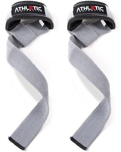 Zughilfen für Krafttraining und Bodybuilding (gepolstert) - Profi Lifting Straps 60 cm Länge für Fitness, Weightlifting, Kreuzheben - Zughilfe im Paar für Frauen und Männer (Hellgrau)