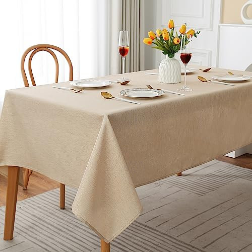 Best Linen Glitter Table Cloth - Wrinkle Free Rectangular Table Cover for Home Kitchen Dinning, Washable Tablecloth for Parties Event Weddings (Gold, 52” x 70”)