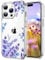 DiyGody Flowers Phone Case for iPhone 15 Pro 6.1 INCH Clear with Purple Lavender Pattern Design for Women Girls, Thin Slim Soft Silicone TPU Shockproof Protective Cover Compatible for iPhone 15 Pro