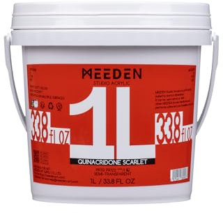 MEEDEN Rojo Pintura Acrílica : 1L Heavy Body Gloss No Tóxico - Pintura Acrílica Impermeable y resistente a la luz, para Lienzos, Madera,Piedras para Profesionales Artistas - Quinacridone Scarlet