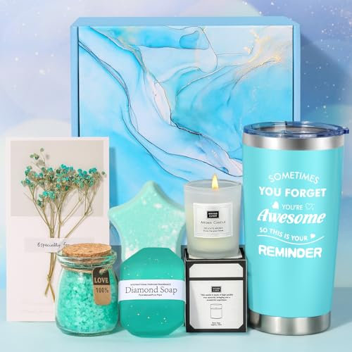 Tecanne Birthday Pamper Gifts for Women, Unique Blue Self Care Package Relaxation Spa Bath Set for Her, Ladies Pamper Hamper Birthday Gifts for Mum, Best Friends, Sister, Wife