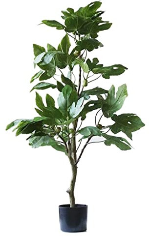 Aartificial Plants Indoor 4Ft Artificial Fig Trees Artificial Silk Tree For Outdoors Indoors, Fake Plant In Pot For Home Office Garden Decor Floor Plant (Color : B, Size : 120cm)