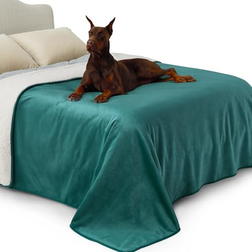 Lesure wasserdichte Hundedecke Grosse Hunde - 274x218cm waschbar Hundedecke Outdoor, Fleece Sofaschutz Decke groß, Katzendecke flauschig für Couch, Dunkelgrün