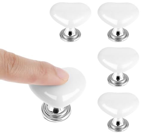 Amabro Lot de 5 Boutons de Toilette, Boutons En Forme de Cœur Vintage, Tiroir De Commode Poignée de Porte D'armoire de Salle de Bain Bouton de Réservoir de Toilette Décoratif Bouton de Toilette