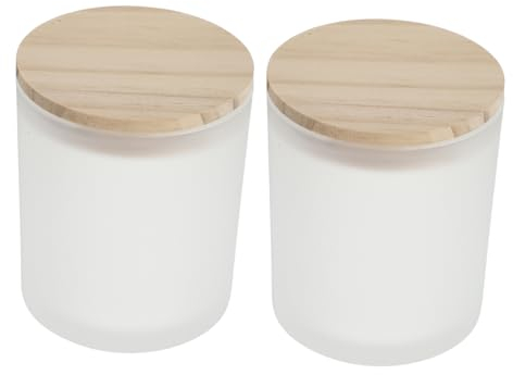 VINTORKY 2 Piezas Taza De Vela Velas Candelita Negras Vaso De Velas con Tapa De Madera Velas Perfumadas Vaso De Cristal con Tapa Regalos Aromaterapia Vidrio Accesorios
