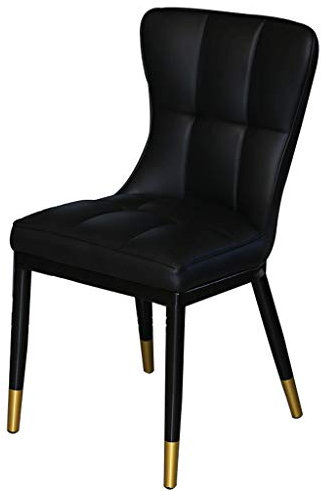 EsEntL Moderne Küchen-Esszimmerstühle, weich gepolsterter Sitz und Rückenlehne, Esszimmerstühle, wasserdichte Lederstühle mit schwarzen Metallbeinen (Farbe: Schwarz)