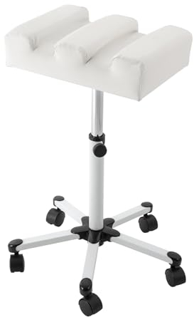 Fußpflegestuhl, Pediküre Stuhl Höhenverstellbar 50-70cm, Drehstuhl mit Rollen, für Nagelpflege, Handauflage Nagelstudio (Weiß)